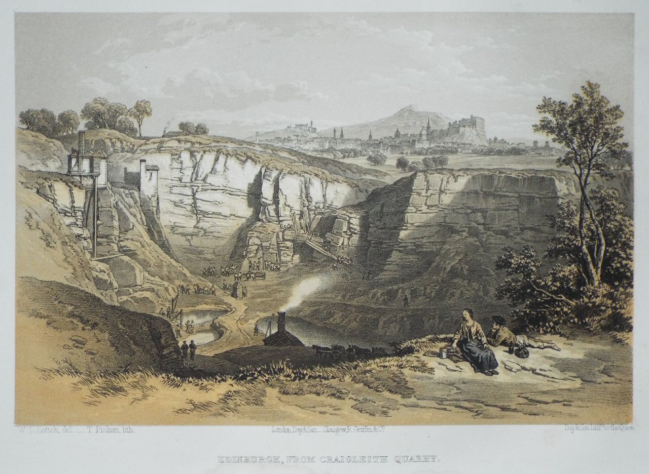 Lithograph - Edinburgh, from Craigleith Quarry. - Picken